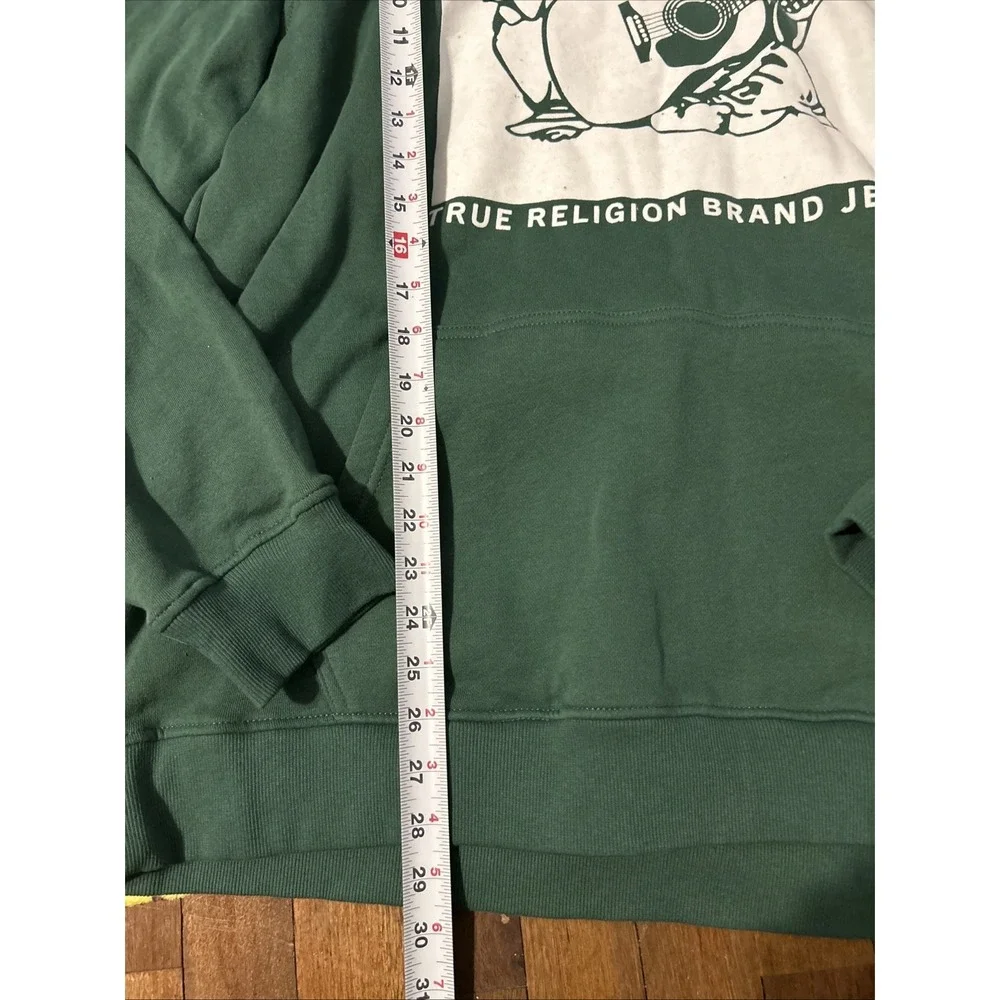 True Religion Graphic Print Hoodie Green Men's Size XXXL